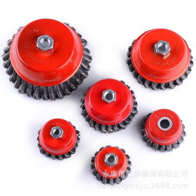 三羊磨具 扭丝 碗型钢丝轮 钢丝刷 磨具磨料 金属打磨 除锈 除漆图4