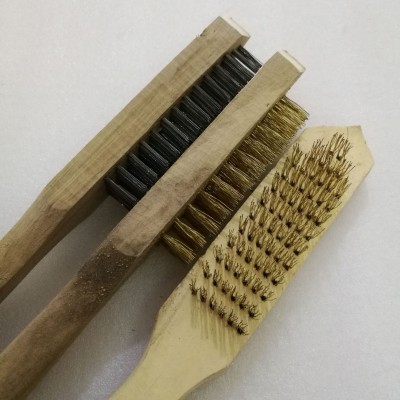 供应木柄钢丝刷除锈刷清洁工具刷黄丝黑丝加厚抛光打磨刷鱼鳞刷图5