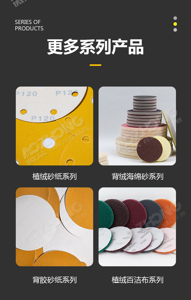 背绒圆盘黄砂纸片自粘式拉绒