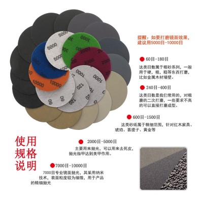 跨境货源 996A+ 3寸75mm圆盘水磨砂纸植绒背绒干磨水砂纸干湿两用图4
