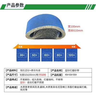 绿洲610*100坦克机砂带金属不锈钢抛光磨光机环形带锆刚玉 砂带610图5