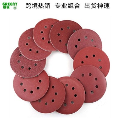 植绒砂纸5寸8孔125mm拉绒片背绒圆盘砂纸气磨机植绒砂纸跨境热销图5