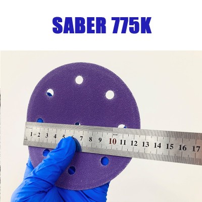 SABER775K薄膜紫纸5寸9孔干磨砂纸紫色陶瓷磨料费斯托款打磨汽车图4