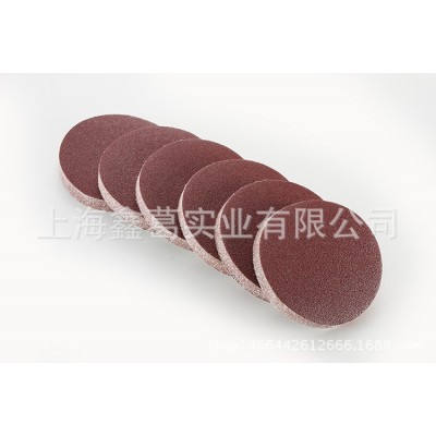 厂家批发5寸砂纸 圆盘砂125mm植绒红砂拉绒片 抛光除锈砂皮图2
