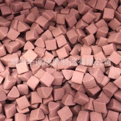 厂家供应红色铬刚玉磨料圆球定做三角研磨石圆柱滚抛石耐磨型图2