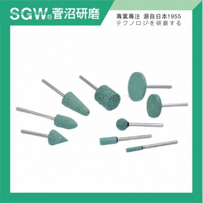 SGW低温陶瓷带柄磨头绿碳化硅GC小砂轮电动打磨金属抛光火石仔6mm