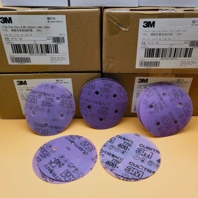 3M775L陶瓷薄膜砂碟紫色清洁砂纸5寸5孔120目180目240目320目400图3