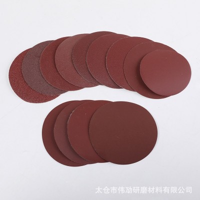 厂家批发拉绒砂纸 打磨抛光氧化铝背绒砂纸 干磨植绒圆盘红砂纸图5
