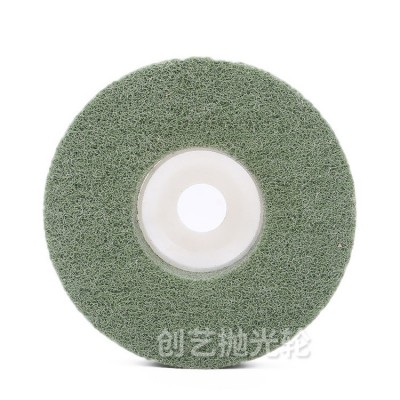 厂家直销4寸100型绿色尼龙轮纤维抛光轮 不锈钢抛光片磨片 角磨片