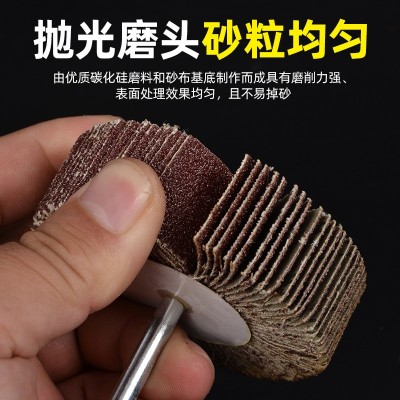 【工厂直采】6柄砂布打磨头柱形带柄叶轮抛光打磨除锈 百叶轮磨头图4