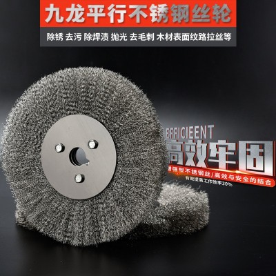九龙平行不锈钢丝轮平型不锈钢丝刷打磨除锈砂轮机抛光轮钢丝刷子图2
