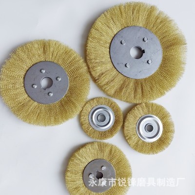 工厂直销批发纯铜平型铜丝轮平行除锈抛光轮不锈钢丝轮机用钢丝刷图5