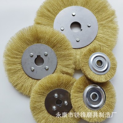 工厂直销批发纯铜平型铜丝轮平行除锈抛光轮不锈钢丝轮机用钢丝刷图4