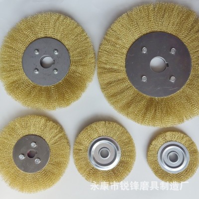 工厂直销批发纯铜平型铜丝轮平行除锈抛光轮不锈钢丝轮机用钢丝刷图3