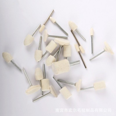 羊毛毡磨头首饰美甲玉石玻璃镜面抛光打磨头圆柱子弹头毛毡磨头图5