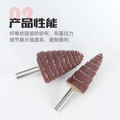 厂家直供锥型砂纸磨头带柄百叶轮陀螺尖耐磨损金属打磨抛光尖头图4