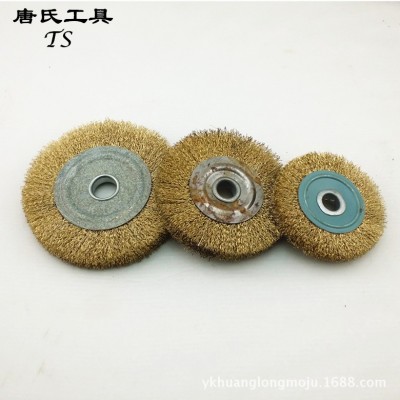 厂家直销100/125*16 150*22平型钢丝轮 三杰 黄龙牌钢丝抛光轮图2