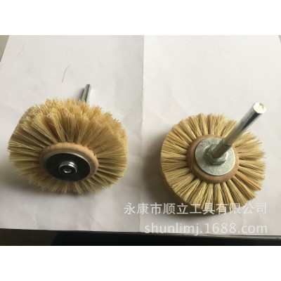 家具抛光打蜡木雕根雕打磨剑麻马毛花头钢丝花头杆平磨头抛光磨具