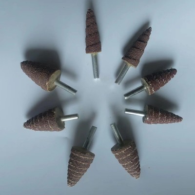 直供锥形砂纸磨头带柄百叶轮砂布打磨头千叶磨头圆柄抛光尖叶轮图3