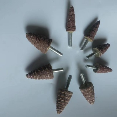 直供锥形砂纸磨头带柄百叶轮砂布打磨头千叶磨头圆柄抛光尖叶轮图2