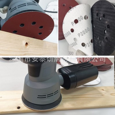 厂家批发红砂背绒5寸8孔植绒圆盘砂纸气磨植绒砂纸片跨境电商图3