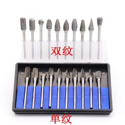 3mm钨钢磨头单纹双纹旋转锉钨钢铣刀 头木工木雕打磨头根雕雕刻刀图4