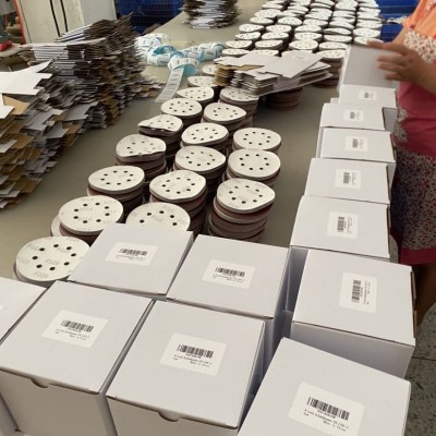 跨境爆品 红砂5寸8孔植绒砂纸 氧化铝125气磨抛光砂纸 亚马逊套装图3