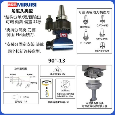 米锐思加工中心BT40 BT5090度角度头 升级重型龙门铣床直角侧铣头图5