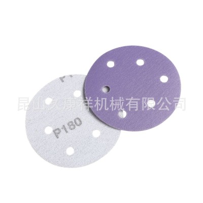 薄膜砂纸打磨圆盘砂纸旋风孔金字塔砂碟抛光片紫色陶瓷背绒砂纸图4