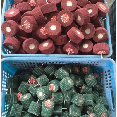 6mm柄带柄百洁布磨头带轴飞翼轮纤维磨头拉丝轮抛光除锈无砂叶轮图3