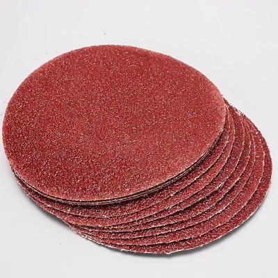 4寸砂纸100mm红砂自粘植绒砂纸木工墙面打磨机抛光圆盘砂纸片图3