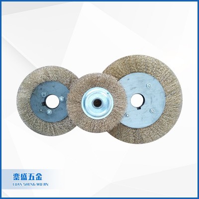 非标定制加厚机械用平型钢丝轮 200mm黄丝除锈除毛刺抛光钢丝轮图3