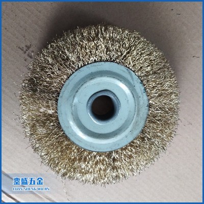 非标定制加厚机械用平型钢丝轮 200mm黄丝除锈除毛刺抛光钢丝轮图5