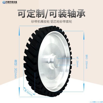 配件适用抛光机砂带机适配离心橡胶轮铝心轮砂带铝心加胶图5