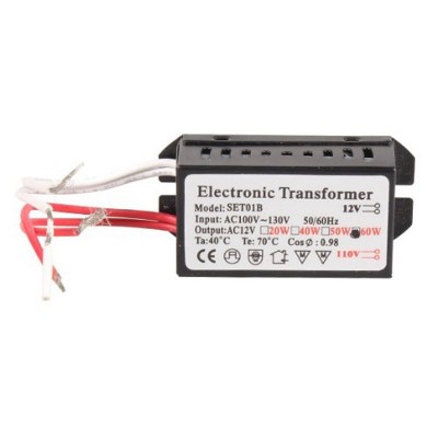 110V至12V 60W卤素灯电源转换器电子变压器黑色